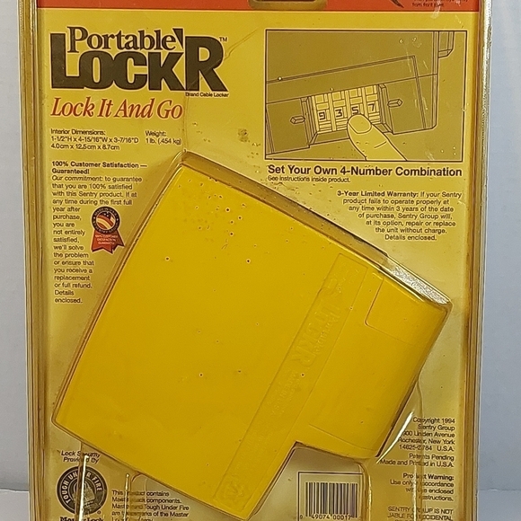 SENTRY ~Portable 4 Number Combination Lock'r Cable Locker - Lock It & Go~ NEW - Picture 3 of 7